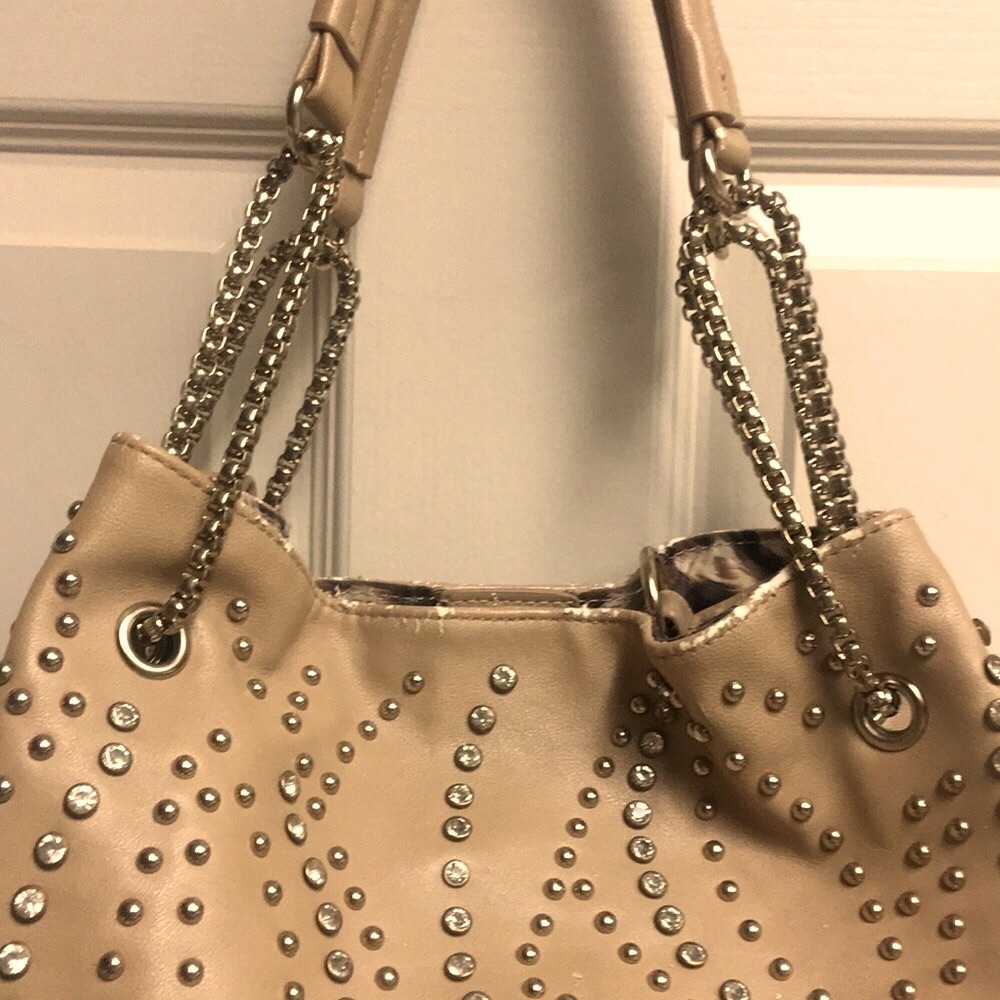 Camel Crystal & Gold Studded Shoulder/Tote Bag - Picture 13 of 14